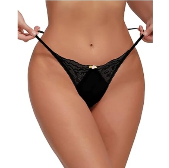 SOLY HUX Other - Women's Glitter Lace Low Rise Thongs Underwear Panty Solid Black Lace